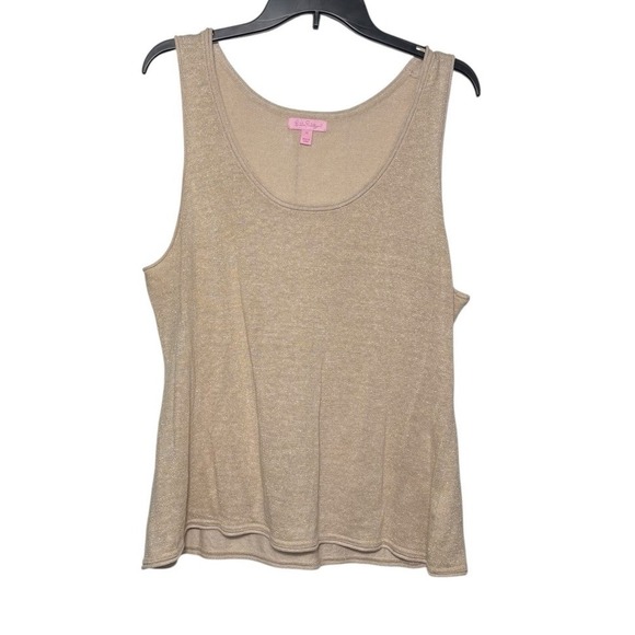 Lilly Pulitzer Linen Blend Gold Tank Size XL Metallic Fleck - Picture 1 of 4